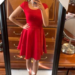Heart shaped back cut out red dress